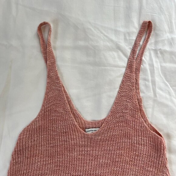 American Eagle Light Pink Tight Knit Flare Spaghetti Strap Tank Top | Size S - Picture 3 of 5